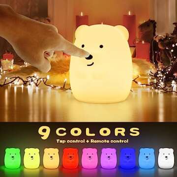 PAMANO LED Nursery Night Lights for Kids -USB Rechargeable Cute Animal Silicone Lamps with Touch Sen...