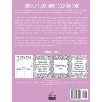 Breakup Sucks Adult Coloring Book for Healing Hearts