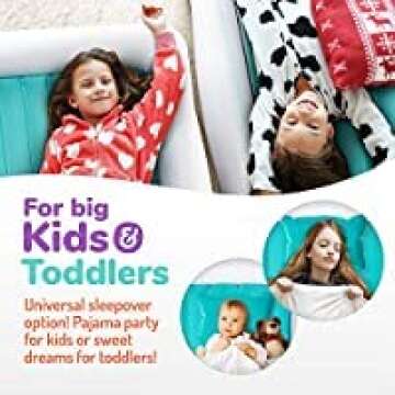 BABYSEATER Toddler Air Mattress with Sides Includes Air Pump, Pillow, Travel Bag, and Repair Kit - Toddler and Kids Travel Bed Air Mattress with Extra Tall Safety Bumpers