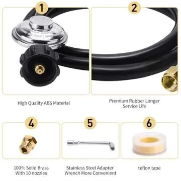 DasTior 5 Ft Propane Regulator with Hose,Propane Hose Adapter for Weber Conversion Kit Variety of Grills, Fire Pit Tables and Other Propane Equipment