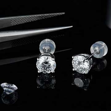 Elegant Moissanite Stud Earrings in Sterling Silver