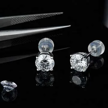 Elegant Moissanite Stud Earrings in Sterling Silver