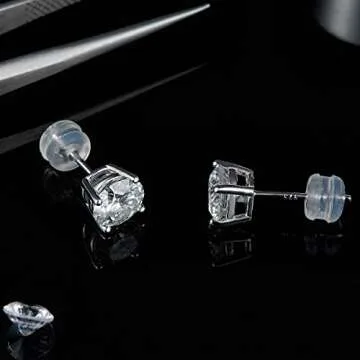 Elegant Moissanite Stud Earrings in Sterling Silver