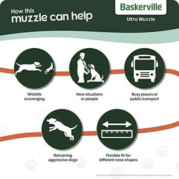 BASKERVILLE ULTRA MUZZLE - Patented Humane Design, Breathable, Dog can Pant and Drink, Adjustable, Padded, Training Muzzle for Medium-sized Dogs, Prevents Biting, Wildlife Scavenging (Size 4, Tan)