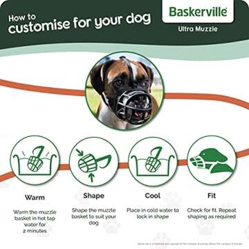 BASKERVILLE ULTRA MUZZLE - Patented Humane Design, Breathable, Dog can Pant and Drink, Adjustable, Padded, Training Muzzle for Medium-sized Dogs, Prevents Biting, Wildlife Scavenging (Size 4, Tan)