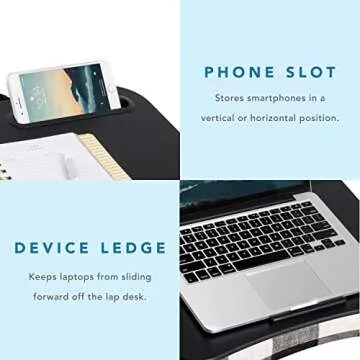 LAPGEAR Designer Lap Desk with Phone Holder and Device Ledge - Buffalo Check - Fits up to 15.6 Inch Laptops - Style No. 45428
