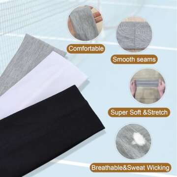 Fecawd 3PCS Headbands for Women Non Slip Elastic Sweat Hairbands Fashion Sports Hair Bands Soft Clot...