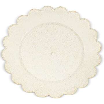 BLUE PANDA 50-Pack Gold Plastic Plates - Gold Glitter Plates with Scalloped Edges, Disposable for Birthdays, Weddings, Bridal Shower, 9 inches