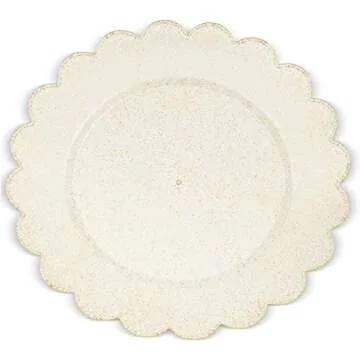 BLUE PANDA 50-Pack Gold Plastic Plates - Gold Glitter Plates with Scalloped Edges, Disposable for Birthdays, Weddings, Bridal Shower, 9 inches