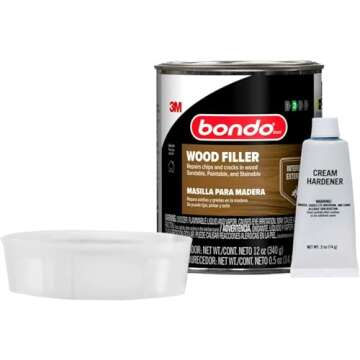 3M Bondo Wood Filler – 30 fl oz, High-Performance Two-Part Formula for Interior and Exterior Wood Repairs, Fast-Curing, Paintable, Stainable