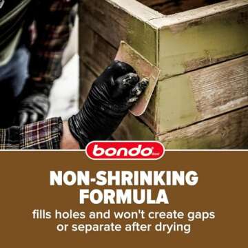 3M Bondo Wood Filler – 30 fl oz, High-Performance Two-Part Formula for Interior and Exterior Wood Repairs, Fast-Curing, Paintable, Stainable
