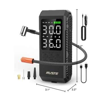 NUSTE Tire Inflator Portable Air Compressor, Air Pump for Car Tires with Digital Pressure Gauge, 150...