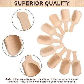 12 Pieces Mini Wooden Scoops for Canisters Small Bath Salt Scoops Mini Wood Coffee Spoon Washing Powder Scoops for Spices Tea Beans Sugar Scrubs Bath Salts Cooking 1.2 x 3.2 Inches