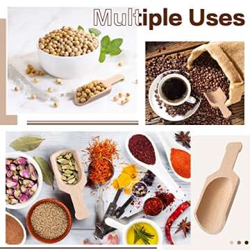 12 Pieces Mini Wooden Scoops for Canisters Small Bath Salt Scoops Mini Wood Coffee Spoon Washing Powder Scoops for Spices Tea Beans Sugar Scrubs Bath Salts Cooking 1.2 x 3.2 Inches