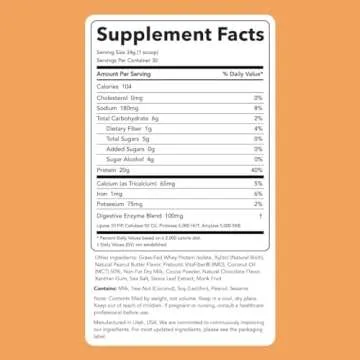 Clean Simple Eats Chocolate Peanut Butter Whey Protein Powder, Natural Sweetened and Cold-Processed ...