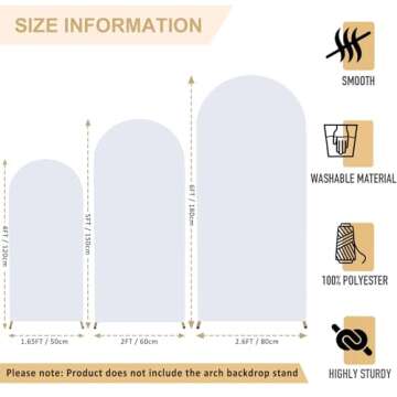 FANPROMS White Arch Backdrop Cover Set of 3 - Elegant Spandex Covers for Weddings & Events