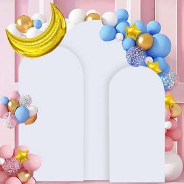 FANPROMS 3-Piece White Arch Backdrop Covers for Events