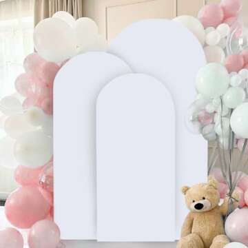 FANPROMS 3-Piece White Arch Backdrop Covers for Events