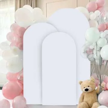 FANPROMS 3-Piece White Arch Backdrop Covers for Events