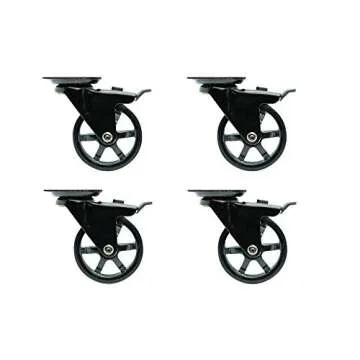 Headbourne 8276E Designer Casters 3 inch Polyurethane Black Mag Designer Caster, 4 Pack