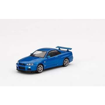 True Scale Miniatures Model Car Compatible with Nissan Skyline GT-R (R34) V-Spec II Bayside Blue Lim...