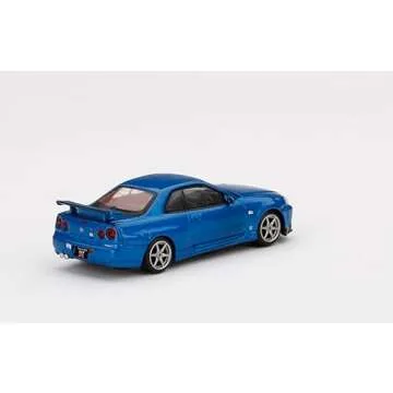 True Scale Miniatures Model Car Compatible with Nissan Skyline GT-R (R34) V-Spec II Bayside Blue Limited Edition 1/64 Diecast Model Car MGT00341