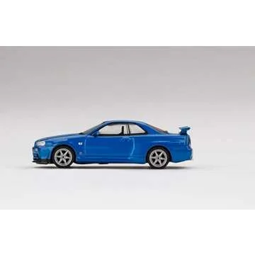 True Scale Miniatures Model Car Compatible with Nissan Skyline GT-R (R34) V-Spec II Bayside Blue Limited Edition 1/64 Diecast Model Car MGT00341