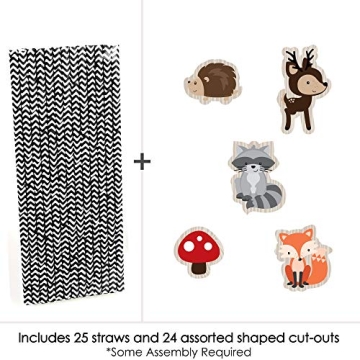 Woodland Creatures Straw Decor for Baby Showers and Birthdays
