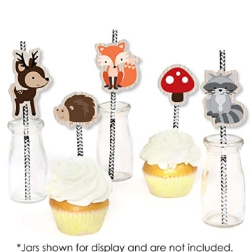 Woodland Creatures Straw Decor for Baby Showers and Birthdays