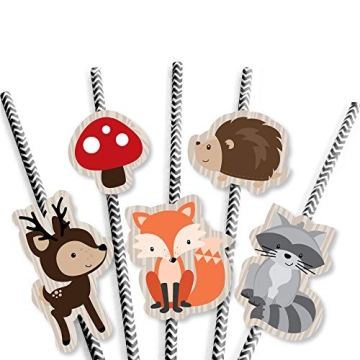 Woodland Creatures Straw Decor for Baby Showers and Birthdays
