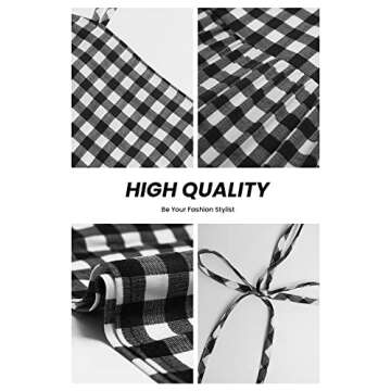 PRETTYGARDEN Summer Dress for Women Plaid Spaghetti Strap Square Neck Tiered Ruffle Flowy Maxi Dresses(Black,X-Large)