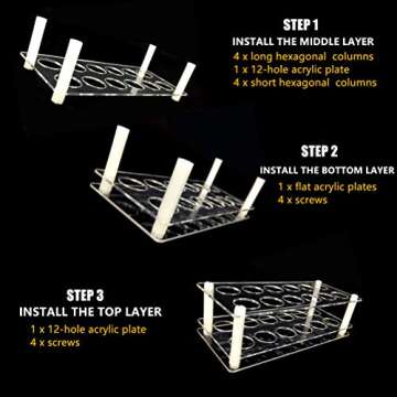 BOXIN 12Slots Roller Bottles Holder, Perfect Vertically Hold For Essential Oils Rollers, Great Oils Display Holder Roller Bottles Storage Shelf Organizer,Hole Diameter 2.3cm/0.9inch,Acrylic,DIY