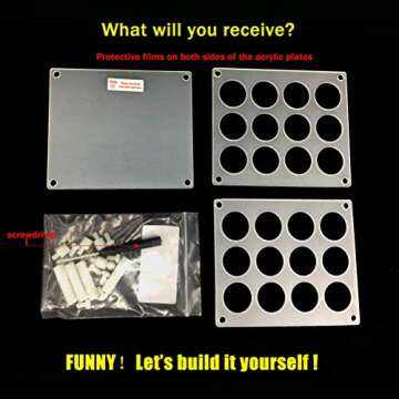 BOXIN 12Slots Roller Bottles Holder, Perfect Vertically Hold For Essential Oils Rollers, Great Oils Display Holder Roller Bottles Storage Shelf Organizer,Hole Diameter 2.3cm/0.9inch,Acrylic,DIY