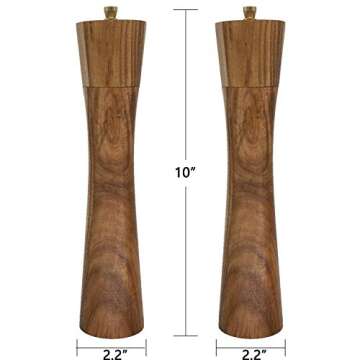 Wooden Salt and Pepper Grinder Set,Refillable Salt and Pepper Mill with adjustable Coarseness,Acacia...