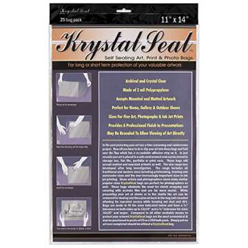 Creative Mark Krystal Seal ATC Art and Photo Bags - Archival Polyethylene Sealing Bags for Paintings, Artwork and Photo Storage - 11 x 14"- Pack of 25