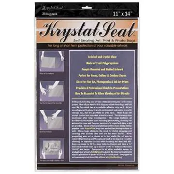 Creative Mark Krystal Seal ATC Art and Photo Bags - Archival Polyethylene Sealing Bags for Paintings, Artwork and Photo Storage - 11 x 14"- Pack of 25