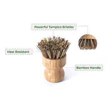 ECOLULU Natural Bamboo Dish Brush Plant Based Bristles | 3 Pack Wooden Dish Brush | Bamboo Scrub Brush for Cleaning Dishes, Pots, Pans and Vegetables | Biodegradable Eco Friendly Products