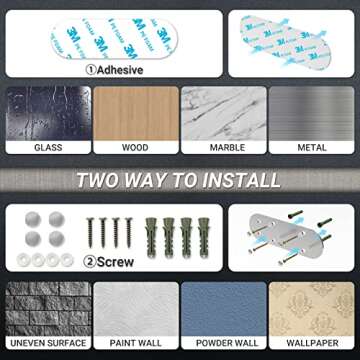 Paper Towel Holder Under Cabinet, One-Handed Tear, Wall Mount, Adhesive, Stainless Steel, Silver, Paper Roll Holder with Ratchet Mechanism for Kitchen Bathroom Farmhouse Essentials Decor Accessories