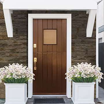 Grunyia 20 Bundles Artificial Flowers, Outdoor Indoor UV Resistant Fake Flowers No Fade Faux Plastic...