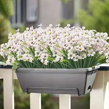 Grunyia 20 Bundles Artificial Flowers, Outdoor Indoor UV Resistant Fake Flowers No Fade Faux Plastic Plants Garden Porch Window Box Decoration