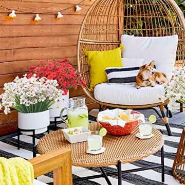 Grunyia 20 Bundles Artificial Flowers, Outdoor Indoor UV Resistant Fake Flowers No Fade Faux Plastic Plants Garden Porch Window Box Decoration