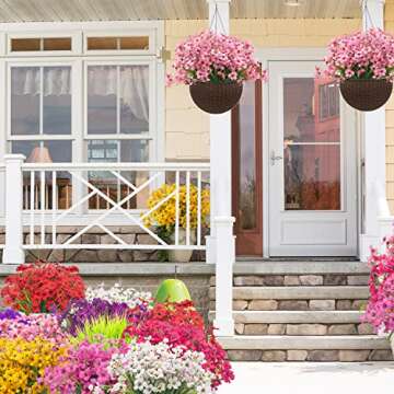 Grunyia 20 Bundles Artificial Flowers, Outdoor Indoor UV Resistant Fake Flowers No Fade Faux Plastic Plants Garden Porch Window Box Decoration