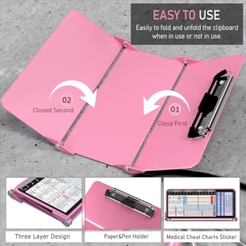 Compact Nursing Clipboard with Cheat Charts - Stylish & Functional