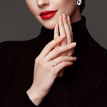 Love Rings with Gold Plated for Women Friendship Rings CZ Stainless Steel Gold/Silver Wedding Engagement Wedding Bands with Jewelry Gifts Box (6, Silver)