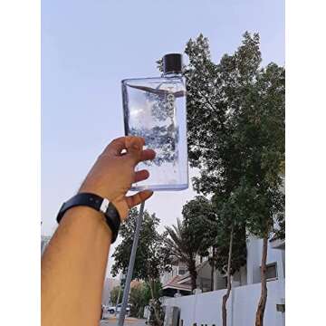 MosBug Clear Reusable Slim Flat Water Bottle 420ML abs Portable - Fits in Pocket &Random Corner.for School,Sports, Travel, Dining Time