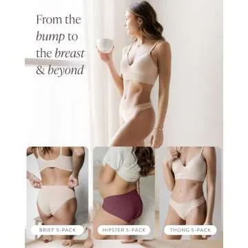 Kindred Bravely Women's Sustainable Hipster Panty 5 Pack - Comfortable Maternity & Postpartum Underwear (Assorted, X-Large/1X)