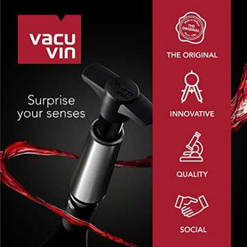 Vacu Vin Wine Saver Pump with Stoppers for Freshness