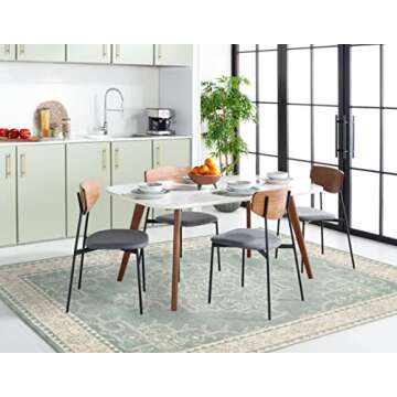 SAFAVIEH Kenya Collection Area Rug - 6' x 9', Ivory & Blue, Hand-Knotted Oriental Medallion Wool, Ideal for High Traffic Areas in Living Room, Bedroom (KNY638A)