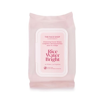 The Face Shop Rice Water Bright Makeup Remover Wipes - Hydrating, Vegan, Korean Skincare