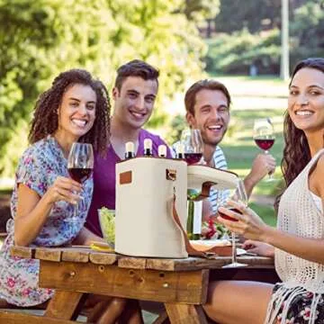 Tirrinia 4 Bottle Wine Gift Carrier - Leakproof & Insulated Padded Portable Versatile Wine Carrying Cooler Tote Bag for Travel, BYOB Restaurants, Wine Tasting, Parties,Gift for Wine Lovers, Beige